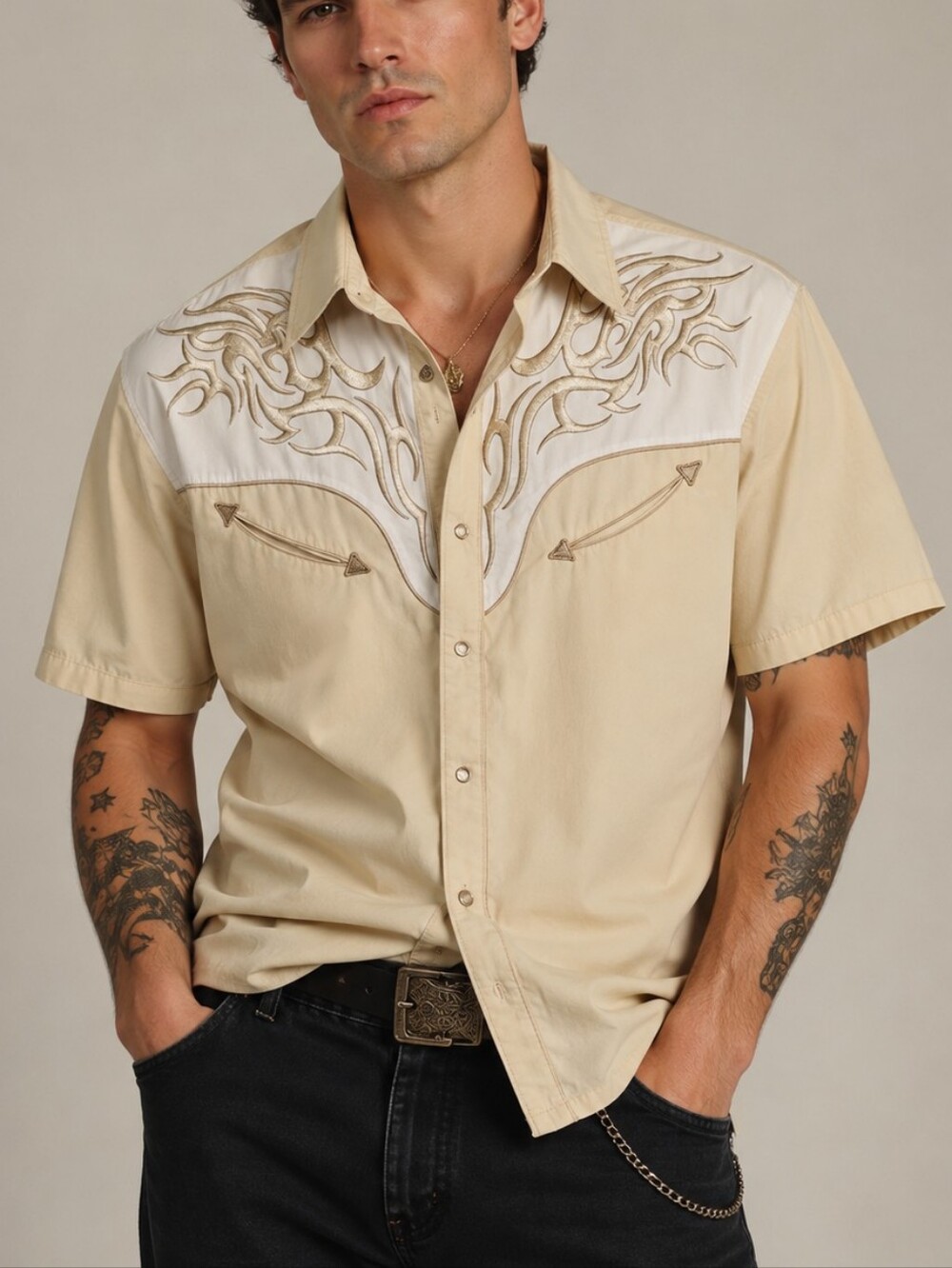 Vintage 90s Dragonfly Western Rockabilly Shirt Size L Pearl Snap Button Y2K